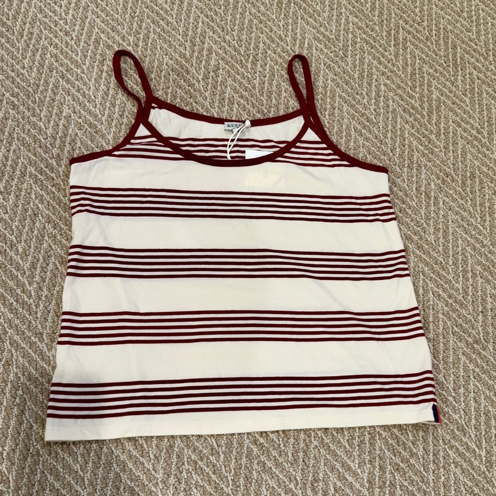 KULE Burgundy and Cream Striped Camisole